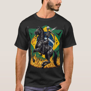 Camiseta Flaming Mechanical Skeleton Knight with Brazilian 