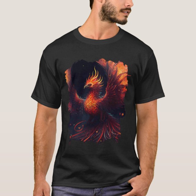 Camiseta Flaming phoenix with ornaments and fiery glow (Frente)
