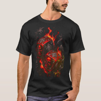 Camiseta Flaming Skull Dice - High Stakes Rebel Graphic