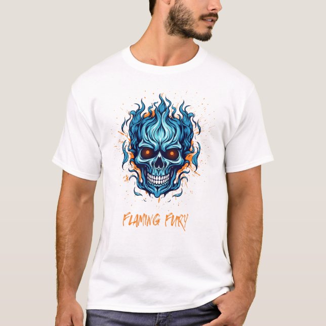 Camiseta Flaming Skull Impressão (Frente)