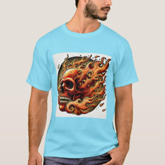 Camiseta Flaming Skull Trabalho de arte