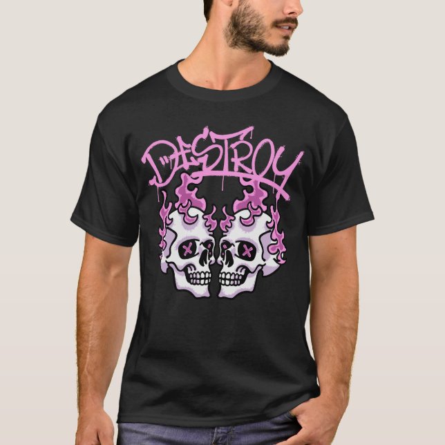 Camiseta Flaming Skulls streetwear (Frente)