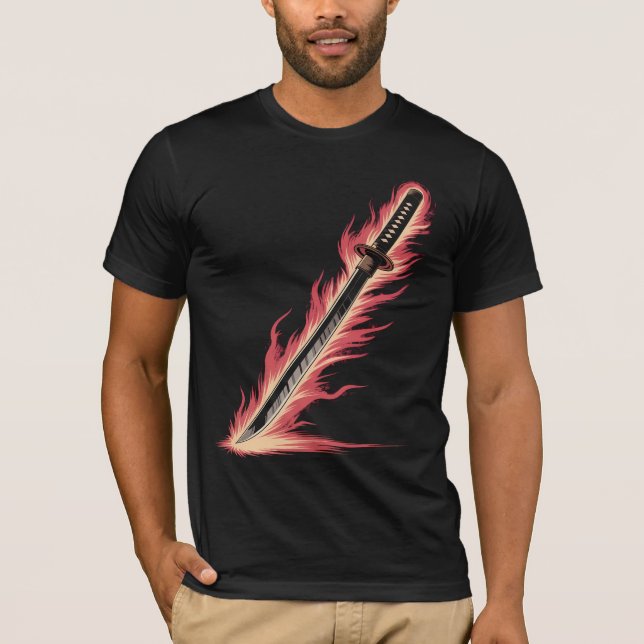 Camiseta Flaming Sword Tee | Fire Blade Graphic Shirt (Frente)
