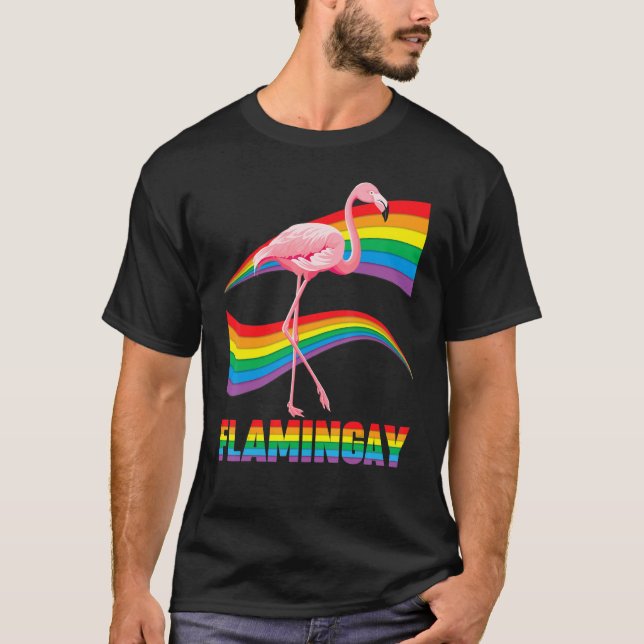 Camiseta Flamingay Gay Flamingo Lgbt Pride Lésbica Orgulho  (Frente)