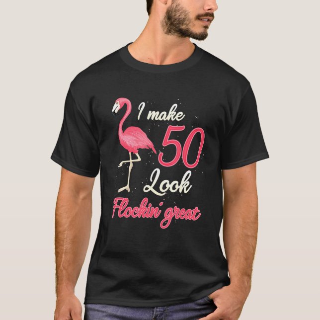 Camiseta Flamingo, 50 anos, Flamingo, 50 anos, aniversário (Frente)