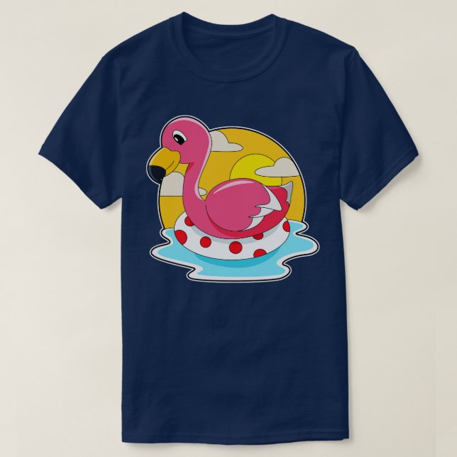 Camiseta Flamingo A Nadar Com Lifebuooé (Frente do Design)