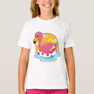 Camiseta Flamingo a Nadar com Lifebuoy