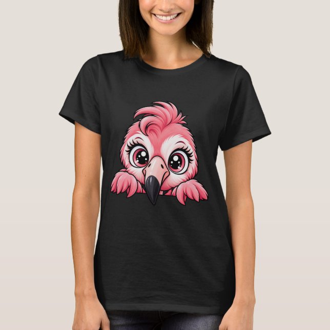 Camiseta Flamingo Adorável Peekaboo (Frente)