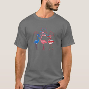 Camiseta Flamingo American Flag Shadow Em 4 De Julho De 202