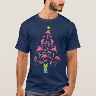 Camiseta Flamingo, Árvore de Natal, celebrações do Ano Novo