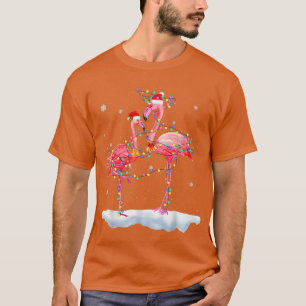 Camiseta Flamingo Árvore de Natal Santa Hat Feliz leve