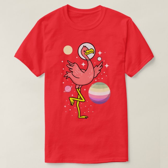 Camiseta Flamingo Astronaut Genderfae Pride  (Frente do Design)