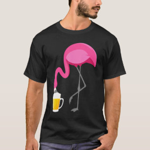 Camiseta Flamingo Bebendo Cerveja Rosa Engraçado Flamingo