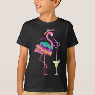 Camiseta Flamingo Bebendo Margarita Mexicana Poncho Cinco D