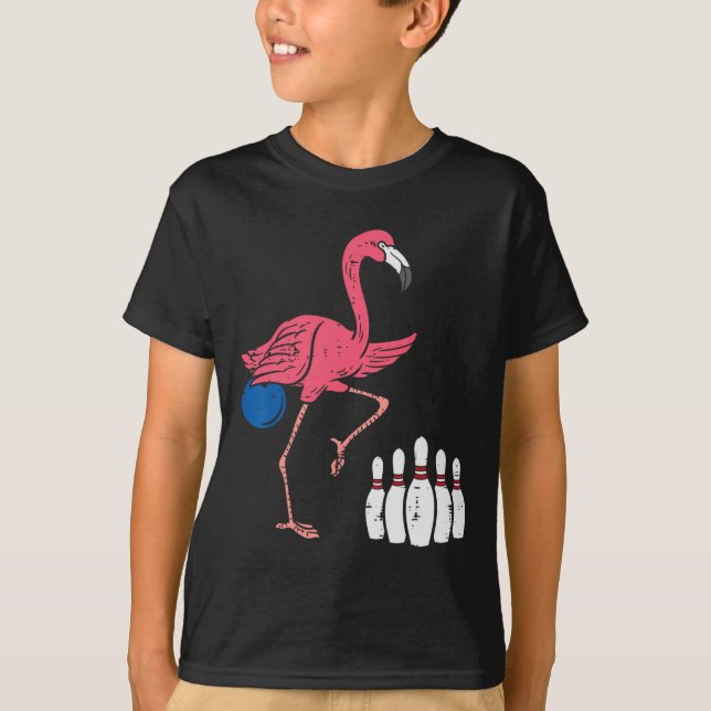 Camiseta Flamingo Boliche Engraçada Equipe do Esporte Bowle (Frente)
