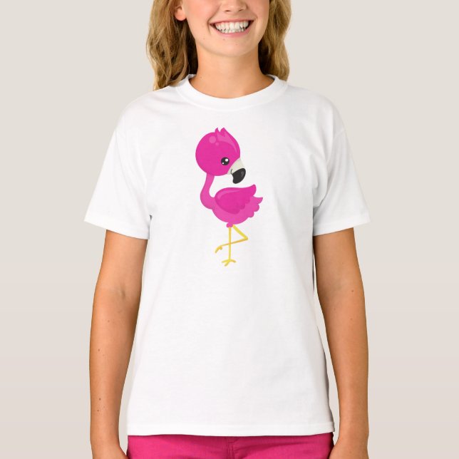 Camiseta Flamingo Bonito, Flamingo Rosa, Baby Flamingo, Bir (Frente)