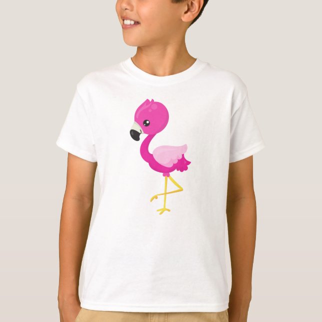 Camiseta Flamingo Bonito, Pequeno Flamingo, Flamingo Rosa (Frente)