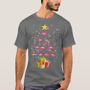 Camiseta Flamingo Bonito Sobre Árvore De Natal Flam Xmas Cl