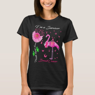 Camiseta flamingo borboleta, sou um cancer sobrevivente