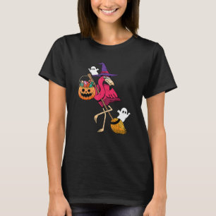 Camiseta Flamingo Bruxa Halloween Doces ou Travessuras U201