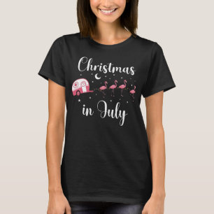 Camiseta Flamingo Camping Christmas em julho RV Bus