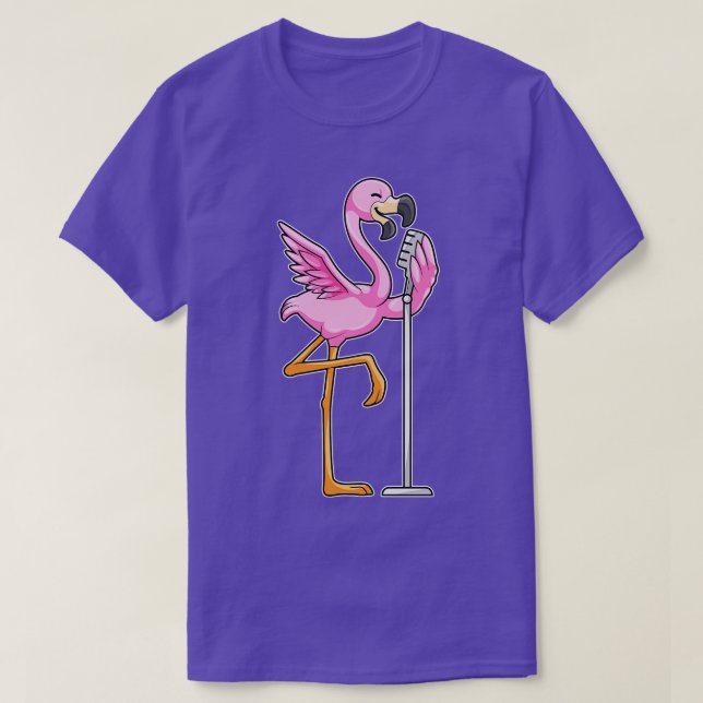 Camiseta Flamingo cantando com microfone (Frente do Design)