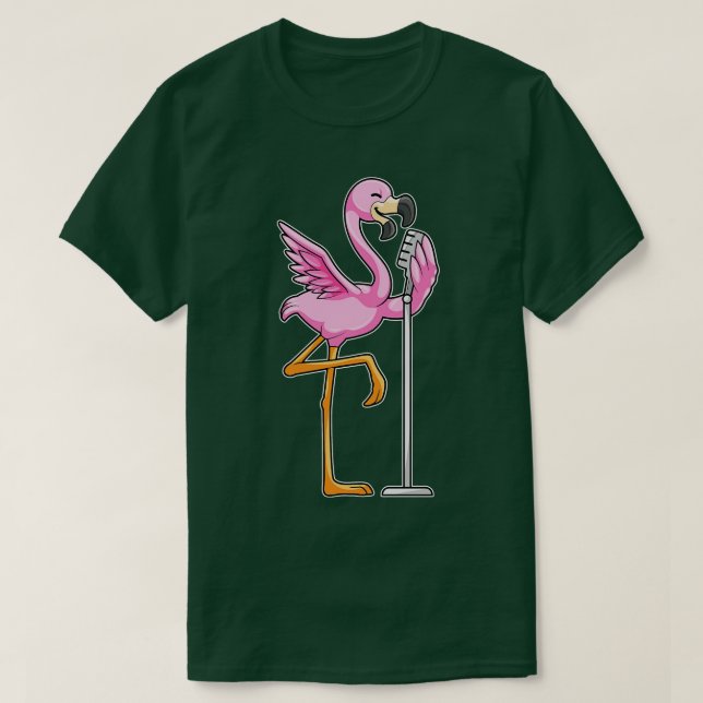 Camiseta Flamingo cantando com microfone (Frente do Design)