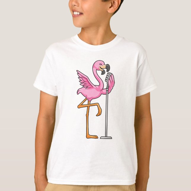 Camiseta Flamingo cantando com microfone (Frente)
