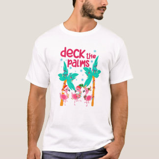 Camiseta Flamingo Christmas Beach Hawaii Tropical Deck The