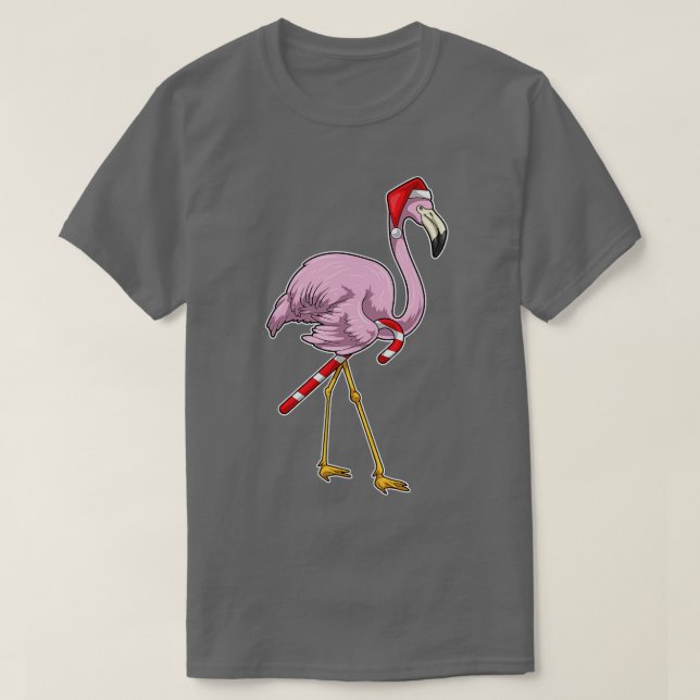 Camiseta Flamingo Christmas Candy Candi TSirt (Frente do Design)