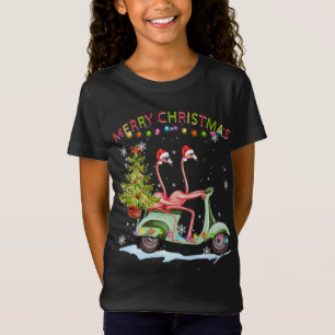 Camiseta Flamingo Christmas Motorcycle Xmas Lights Feliz Ch