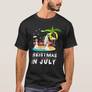 Camiseta Flamingo Christmas No Verão De Natal De Julho