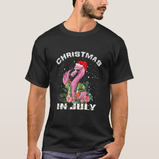 Camiseta Flamingo Christmas No Verão De Santa Hat É Engraça