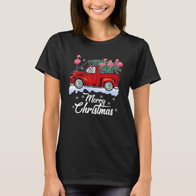 Camiseta Flamingo Christmas Pj Figurume Flamingo Red T (Frente)