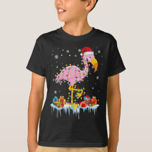 Camiseta Flamingo Christmas Tree Lights T-Shirt X-Mas Ornam