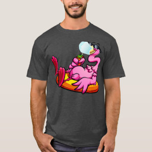 Camiseta Flamingo com Bird da máscara de rosto relaxando a 
