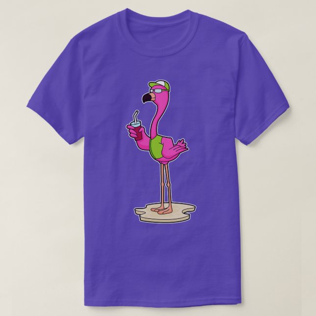 Camiseta Flamingo com Boné de óculos de sol (Frente do Design)
