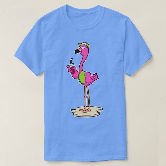 Camiseta Flamingo com Boné de óculos de sol (Frente do Design)