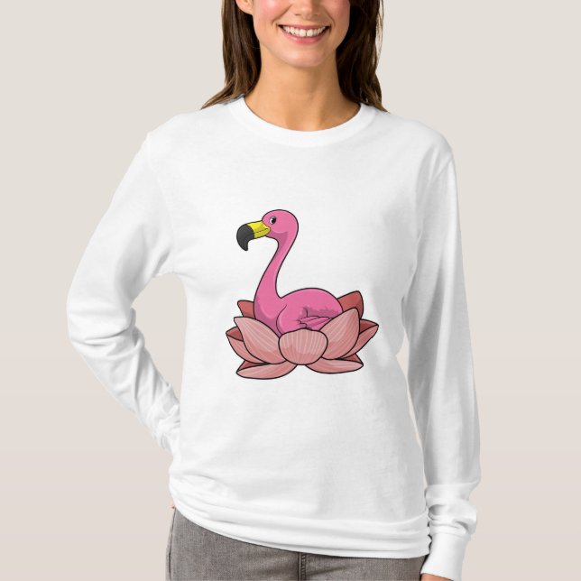 Camiseta Flamingo com flor de Lotus (Frente)