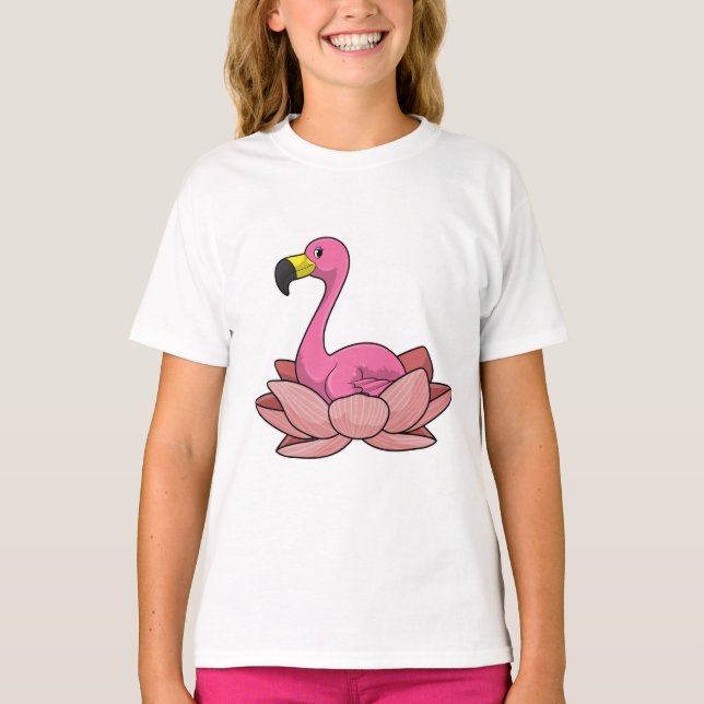Camiseta Flamingo com flor de Lotus (Frente)