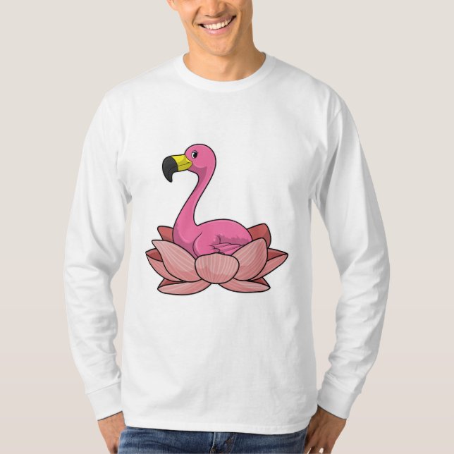 Camiseta Flamingo com flor de Lotus (Frente)
