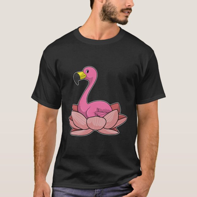 Camiseta Flamingo com flor de Lotus (Frente)
