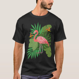 Camiseta Flamingo com folhas