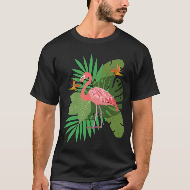 Camiseta Flamingo com folhas (Frente)