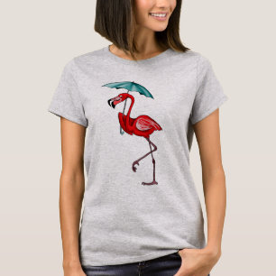 Camiseta Flamingo com guarda-chuva
