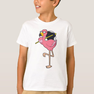 Camiseta Flamingo com guarda-chuva