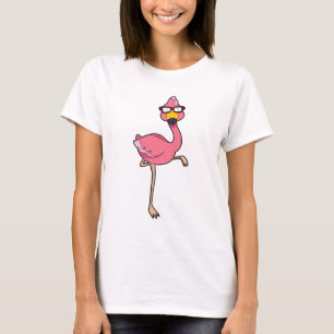 Camiseta Flamingo com óculos de sol