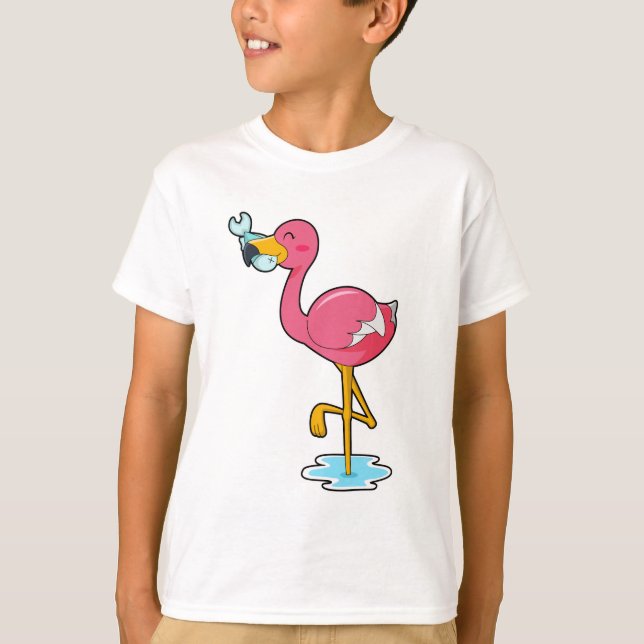Camiseta Flamingo com Peixe (Frente)