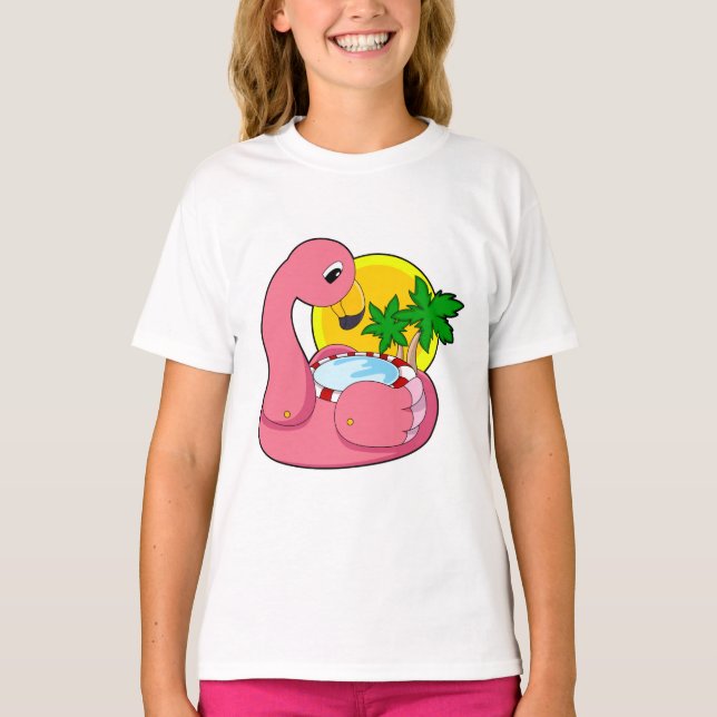 Camiseta Flamingo com Piscina (Frente)