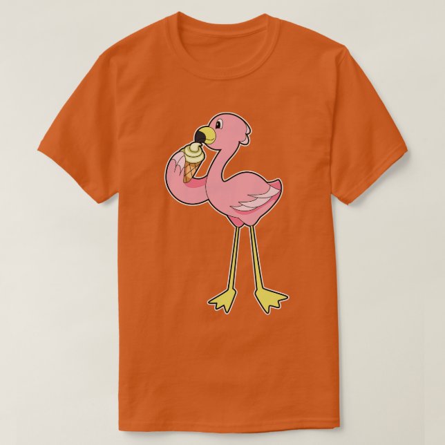 Camiseta Flamingo com sorvete Waffle (Frente do Design)